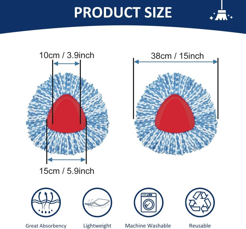 GFRED 2 Pack Mop Head Replacement Compatiable with Oceda EasyWring,Mops Refill Replace Head for EasyWring Spin Mop 1 Tank Systerm - Microfiber, Easy to Replace,Deep Floor Cleaning and Machine Washable - Image 5